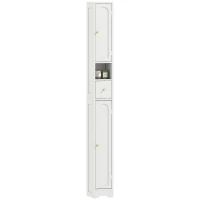 HOMCOM Tall Bathroom Cabinet, Modern Slim Bathroom Storage with Arched Doors, Drawer and Open Shelf, Narrow Storage, White(m-11)