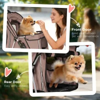 PawHut Pet Stroller for Dogs & Cats, Foldable Dog Stroller with Wheels, Reflective Strips, Brake, Pad and Basket, Coffee(m-7)