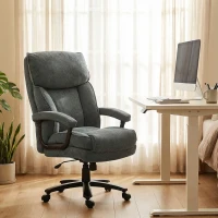 HOMCOM Big and Tall Executive Office Chair, Up to 450 lbs. Heavy Duty Desk Chair, Computer Chair for Heavy People, Grey(m-10)