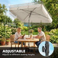 Outsunny 6' x 4' Patio Umbrella with Tilt, Rectangular Outdoor Umbrella for Garden, Beige(m-4)