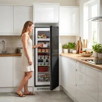 HOMCOM 7.0 Cu.Ft Upright Freezer, Compact Stand Up Freezer with 6 Adjustable Shelves, Reversible Door for Home Office, Black(m-10)