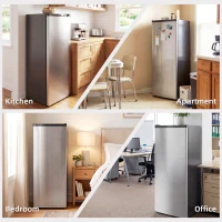 HOMCOM 7.0 Cu.Ft Upright Freezer, Compact Stand Up Freezer with 6 Adjustable Shelves, Reversible Door for Home Office, Silver(m-9)