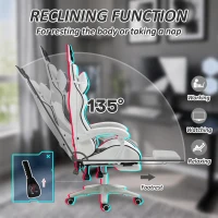 HOMCOM Cute Racing Gamer Chair, PU Leather Gaming Chair with Footrest, Headrest and Lumbar Support, Black(m-6)