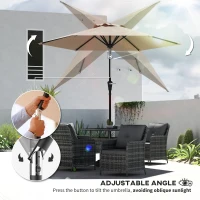 Outsunny Patio Sun Umbrella, Outdoor Parasol with 6 Ribs, Khaki(m-5)