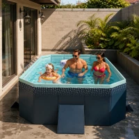 Inflatable Durable PVC Swimming Pool with Foldable Design, Easy Setup and Storage, Perfect for Garden Yards, 73.5" L x 54" W x 18" H, Blue(m-10)