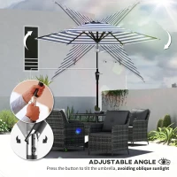 Outsunny Patio Sun Umbrella, Outdoor Parasol with 6 Ribs, Blue Stripes(m-5)