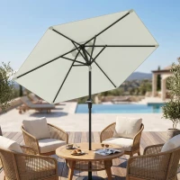 Outsunny Patio Sun Umbrella, Outdoor Parasol with 6 Ribs, Cream White(m-10)