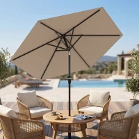 Outsunny Patio Sun Umbrella, Outdoor Parasol with 6 Ribs, Khaki(m-10)