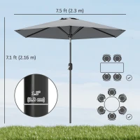 Outsunny Patio Sun Umbrella, Outdoor Parasol with 6 Ribs, Light Grey(m-3)