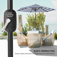 Outsunny Patio Sun Umbrella, Outdoor Parasol with 6 Ribs, Blue Stripes(m-4)