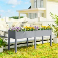 Outsunny Wooden Raised Garden Bed with Legs, 72" x 23" x 30" Elevated Outdoor Planter Box with 6 Drainage Holes(m-1)