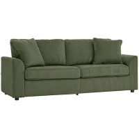 HOMCOM 3 Seater Sofa, 83.5" Modern Upholstered Couch with Pocket Spring and 2 Scatter Cushions for Living Room, Green(m-3)