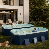 Inflatable Durable PVC Swimming Pool with Foldable Design, Easy Setup and Storage, Perfect for Garden Yards, 73.5" L x 54" W x 18" H, Blue(m-1)