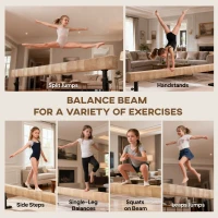 Soozier 7.5ft Adjustable Balance Beam, Gymnastics Beam with Wheels, Gymnastics Equipment for 6+ Years Old Training, Practice, and Professional Home Training, Brown(m-7)