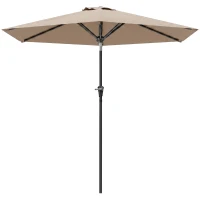 Outsunny Patio Sun Umbrella, Outdoor Parasol with 6 Ribs, Khaki(m-2)