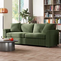 HOMCOM 3 Seater Sofa, 83.5" Modern Upholstered Couch with Pocket Spring and 2 Scatter Cushions for Living Room, Green(m-10)