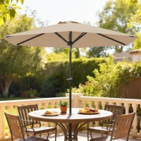 Outsunny Patio Sun Umbrella, Outdoor Parasol with 6 Ribs, Khaki(m-8)