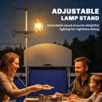 Outsunny Aluminum Camping Kitchen, Portable Folding Camping Table with Fabric Cupboards, Windshield, Bag for BBQ, Picnic, Blue(m-6)