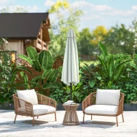 Outsunny Patio Sun Umbrella, Outdoor Parasol with 6 Ribs, Cream White(m-9)