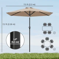 Outsunny Patio Sun Umbrella, Outdoor Parasol with 6 Ribs, Khaki(m-3)