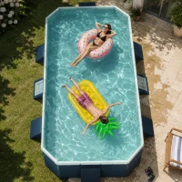 Inflatable Durable PVC Swimming Pool with Foldable Design, Easy Setup and Storage, Perfect for Garden Yards, 73.5" L x 54" W x 18" H, Blue(m-8)