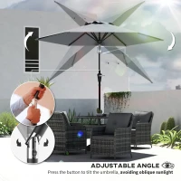 Outsunny Patio Sun Umbrella, Outdoor Parasol with 6 Ribs, Light Grey(m-5)