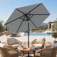 Outsunny Patio Sun Umbrella, Outdoor Parasol with 6 Ribs, Light Grey(m-10)