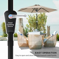 Outsunny Patio Sun Umbrella, Outdoor Parasol with 6 Ribs, Khaki(m-4)