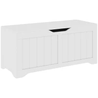 HOMCOM Storage Bench with Lift Top Storage Chest with Safety Hinges for Entryway, Living Room, White(m-2)