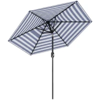 Outsunny Patio Sun Umbrella, Outdoor Parasol with 6 Ribs, Blue Stripes(m-11)