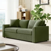 HOMCOM 3 Seater Sofa, 83.5" Modern Upholstered Couch with Pocket Spring and 2 Scatter Cushions for Living Room, Green(m-13)