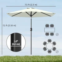 Outsunny Patio Sun Umbrella, Outdoor Parasol with 6 Ribs, Cream White(m-3)