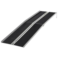 HOMCOM 10ft Wheelchair Ramp, 600lbs Capacity Non-Slip Aluminum Folding Handicap Ramp with Reinforced Welded Hinges, for Home Steps, Cars, Scooters and Stairs(m-11)