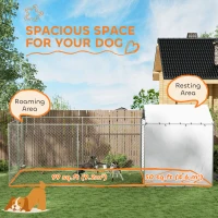 PawHut Galvanized Chain Link Large Outdoor Dog Kennel with Waterproof & UV-Resistant Cover, for M&L Dogs, 19.7' x 7.5' x 7.5'(m-7)