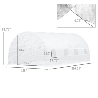 Outsunny 20' x 10' x 7' Walk-In Tunnel Greenhouse with Zippered Door & 8 Mesh Windows, Large Garden Green House Kit, Galvanized Steel Frame, White(m-3)