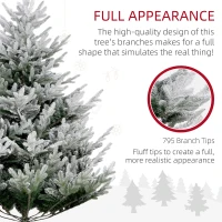 HOMCOM 6 FT Artificial Christmas Tree, Flocked Hinged Xmas Tree with 795 Tips, Steel Base, Auto Open, Green(m-7)