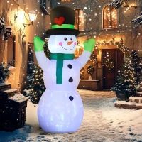 Outsunny 10FT Christmas Inflatables Cheerful Snowman in Black Hat, Blow Up Outdoor Christmas Decorations with LED Yard Display(m-2)