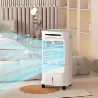 HOMCOM Mobile Air Cooler with Ice Packs, Ice Cooling Fan Water Humidifier Unit with Remote, Timer, Oscillating(m-10)