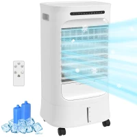 HOMCOM Mobile Air Cooler with Ice Packs, Ice Cooling Fan Water Humidifier Unit with Remote, Timer, Oscillating(m-11)
