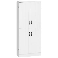 HOMCOM 70" 4-Door Storage Cabinet, Freestanding Pantry Cabinet with Adjustable Shelves for Living Room, White(m-2)