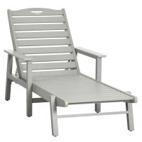 Outsunny Outdoor Chaise Lounge Chair, Heavy-Duty Plastic HDPE Pool Furniture with 5 Positions Reclining Backrest & Aluminum Frame for Beach, Tanning, Poolside, Patio, Light Gray(m-1)