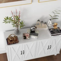 HOMCOM Kitchen Sideboard Cabinet with 4 Barn Doors and 2 Adjustable Shelves, Buffet Table for Living Room, Hallway, White(m-11)