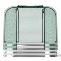 Outsunny Galvanized Raised Garden Bed with Crop Cage Protection Net Cover, Outdoor Planter Box for Vegetables, Flowers, Herbs(m-9)