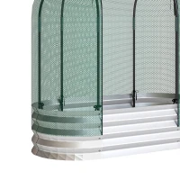 Outsunny Galvanized Raised Garden Bed with Crop Cage Protection Net Cover, Outdoor Planter Box for Vegetables, Flowers, Herbs(m-10)