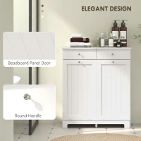 HOMCOM Laundry Hamper Cabinet, Laundry Cabinet with 2 Tilt Out Laundry Baskets and 2 Drawers, White(m-7)