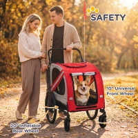 Aosom 2-in-1 Pet Bike Trailer for Small Medium Dogs, Road-Visibility Dog Stroller Bicycle Carrier, Weather-Strong Bike Wagon Trailer Sidecar Attachment, Red(m-8)