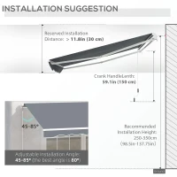 Outsunny 10' x 8' Manual Retractable Awning, Sunhade Shelter Canopy UV Protection for Window Door Patio Deck Yard, Dark Grey(m-7)