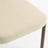 HOMCOM Upholstered Linen Fabric Kitchen Chairs, Modern Dining Chairs Set of 2 with Metal Legs, Beige(m-9)