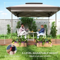 Outsunny 12' x 12' Pop Up Canopy Tent with Netting and Carry Bag, Instant Sun Shelter with 137 sq.ft Shade, Beige and Brown(m-5)