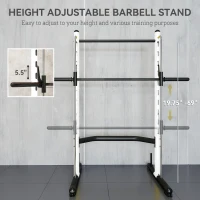 Soozier Squat Rack with Pull Up Bar and Barbell Bar Adjustable Bench Press Multi-Function Weight Lifting Half Rack, White(m-5)
